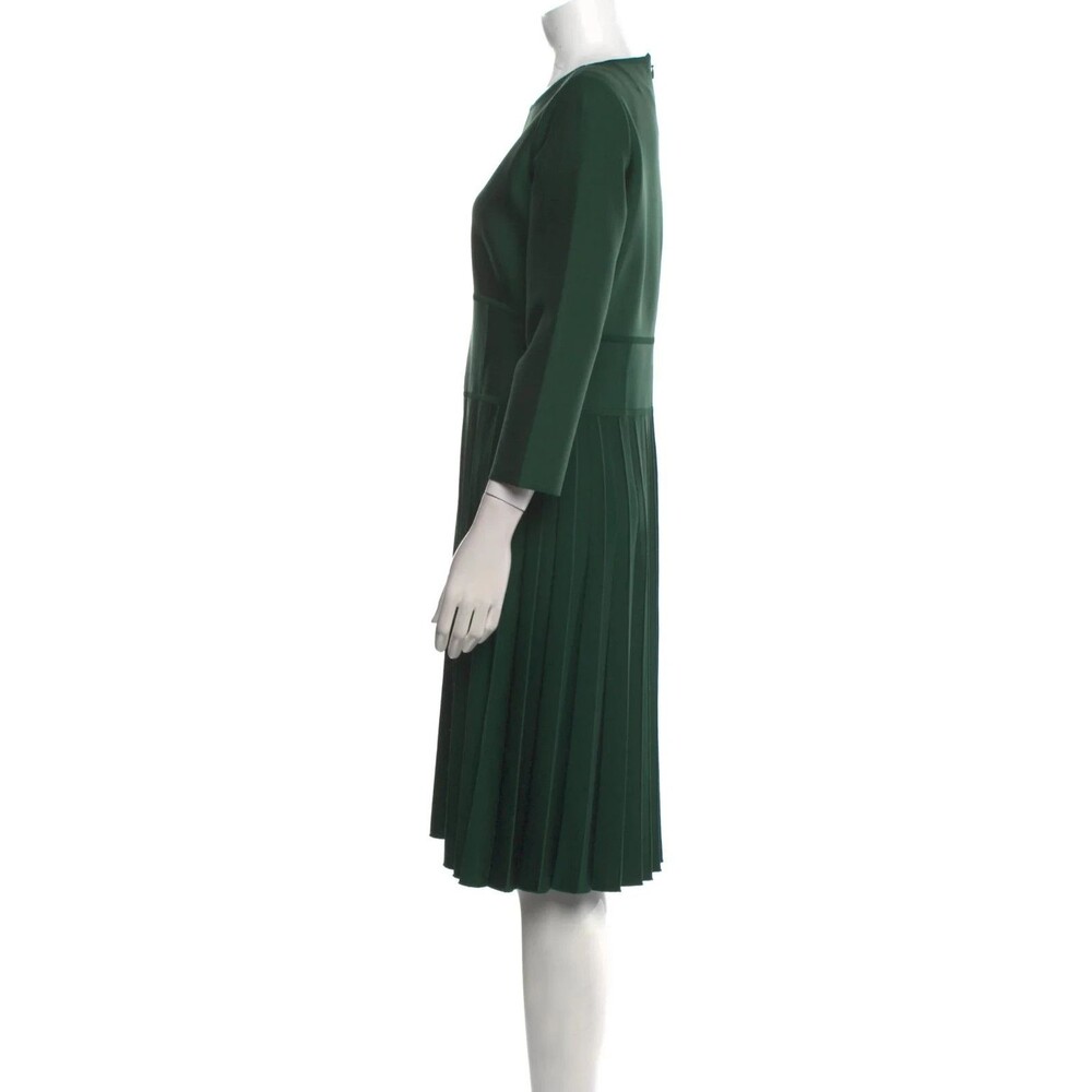 $2390 Carolina Herrera Corset-Waist Pleated Midi Dress Size: L - Picture 8 of 13